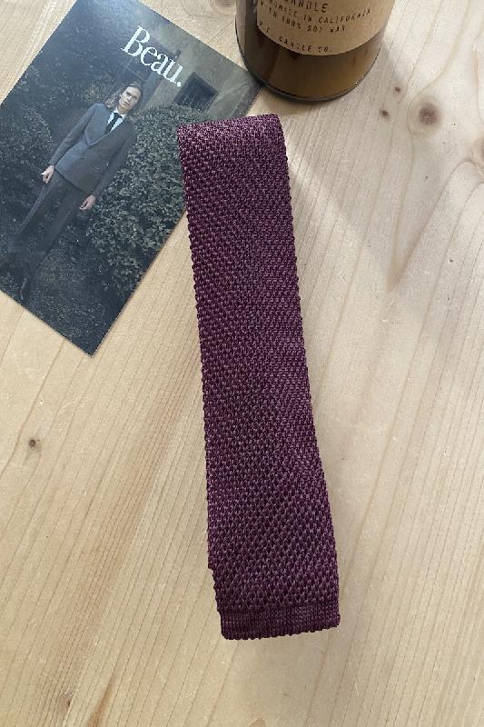 Pour Lui Beau. : Modele Cravate bordeaux en tricot de soie